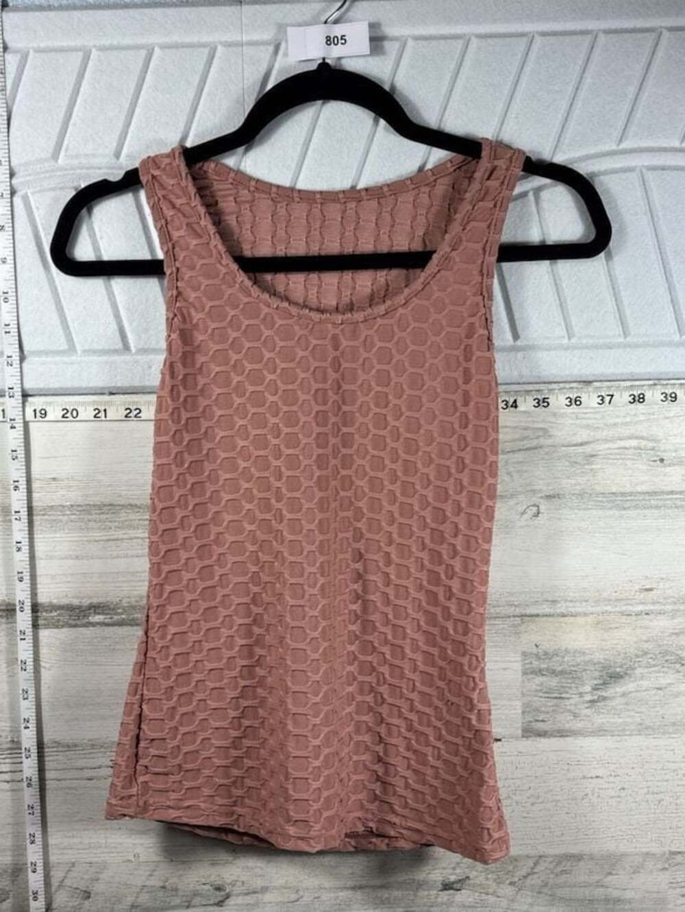 Textured Honeycomb Pattern Sleeveless Tank Top Dusty Rose